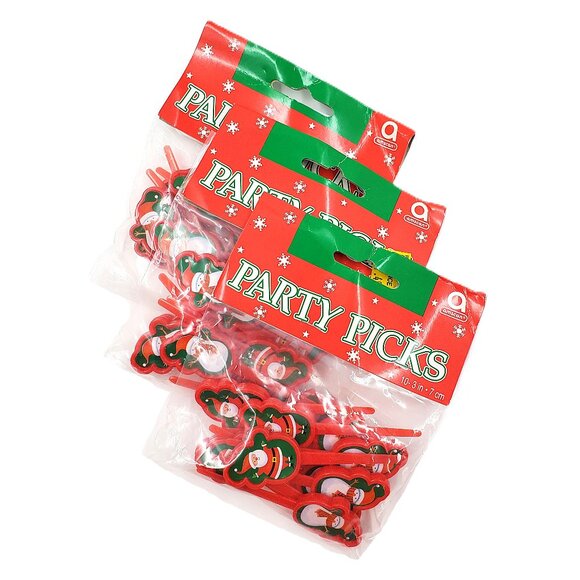 Vintage “Amscan” Santa Claus & Snowman Party Picks – 3 Pack Set – NEW - Picture 1 of 3